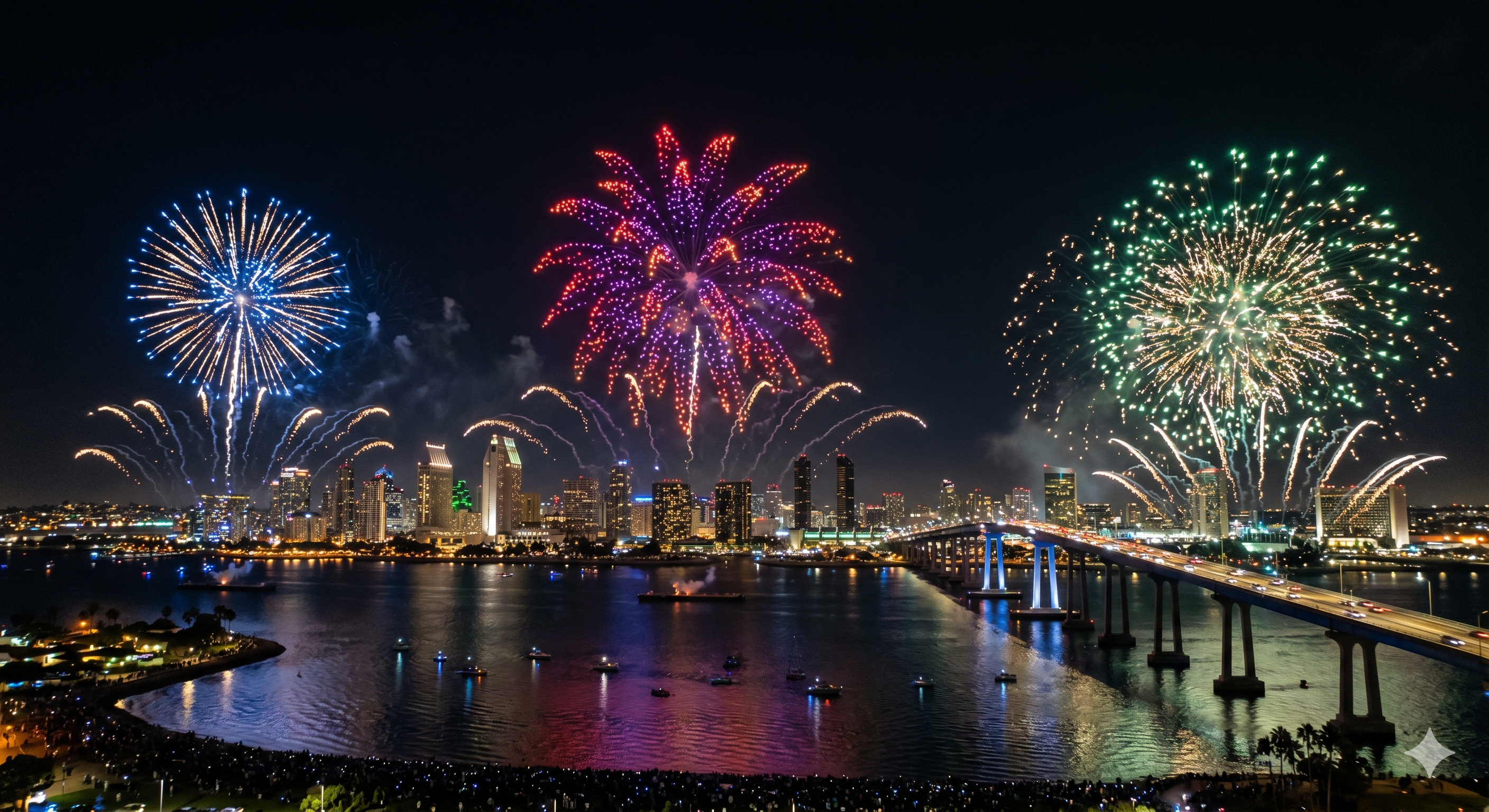 Big Bay Boom fireworks over San Diego Bay — Creative Skies drone feasibility study