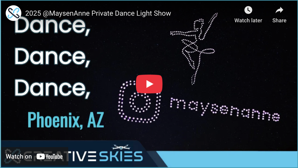 Drone show dance formation — Creative Skies, San Diego to Scottsdale