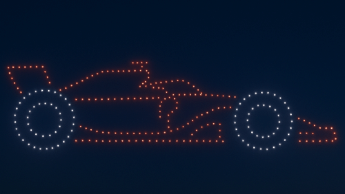 Formula 1 race car drone light show brand activation