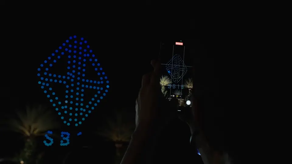 The SB19 logo in drones