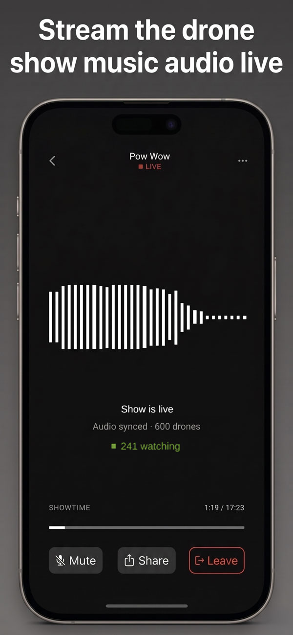 Stream the drone show music audio live